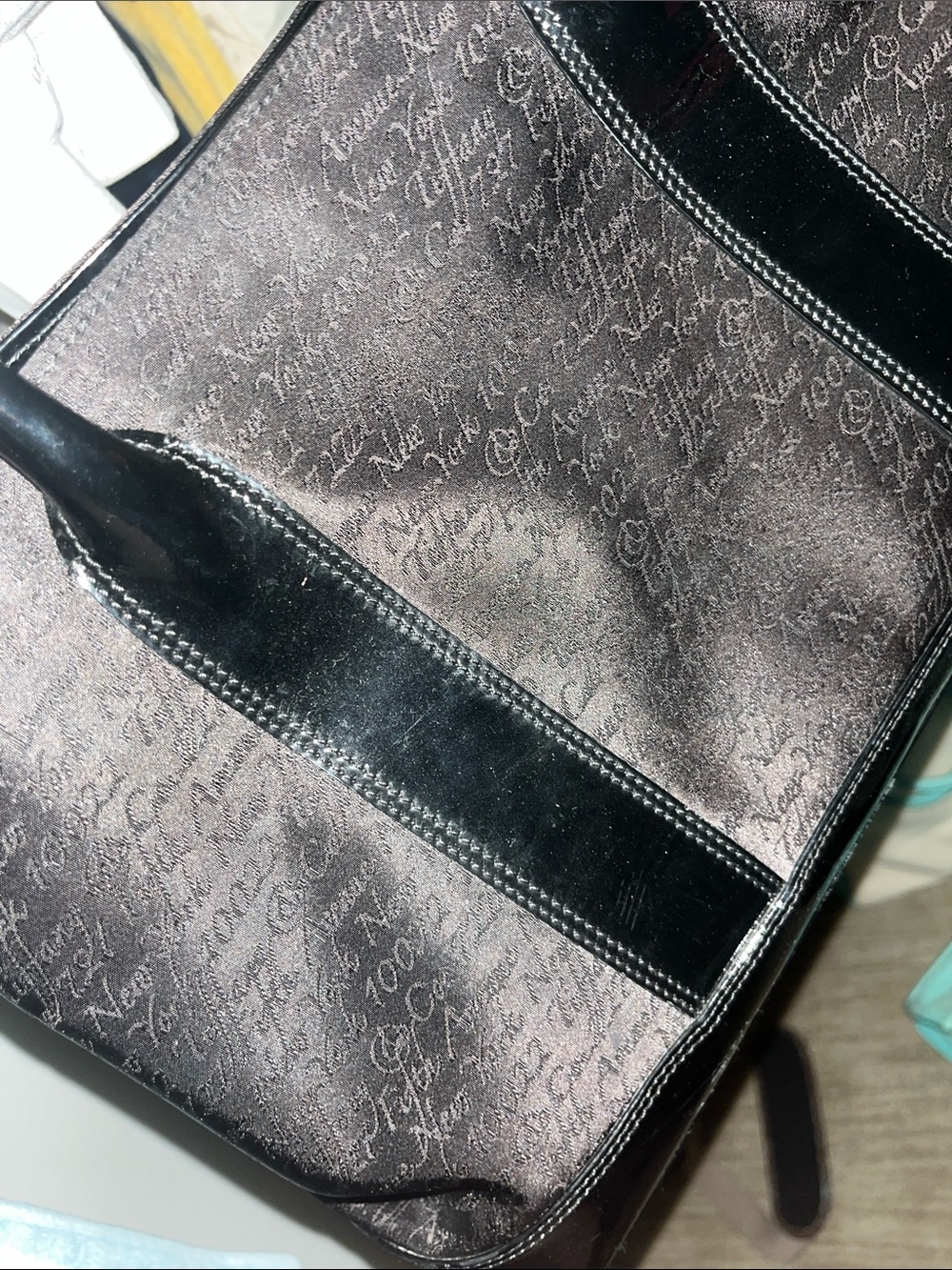 Black Women’s Tote Bag with Patent Trim & Matching Wallet